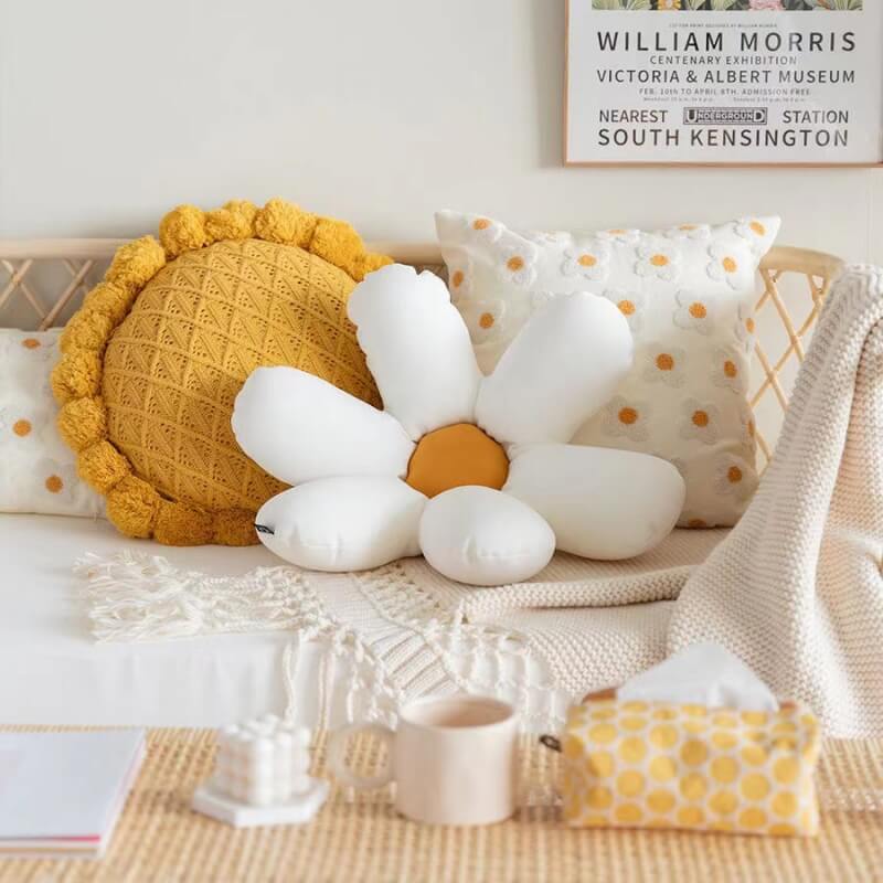 Sofa Pillow Embroidered Daisy Pillow - Image 4