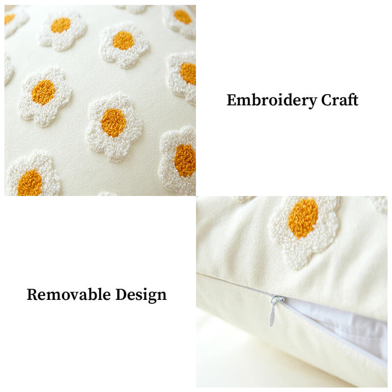 Sofa Pillow Embroidered Daisy Pillow - Image 5