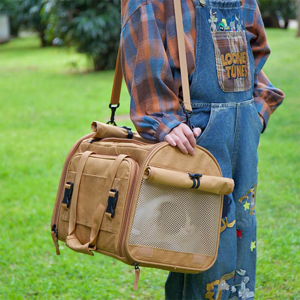 Expandable Large-Space Single Shoulder Handbag Travel Cat Carrier Bag - Image 3