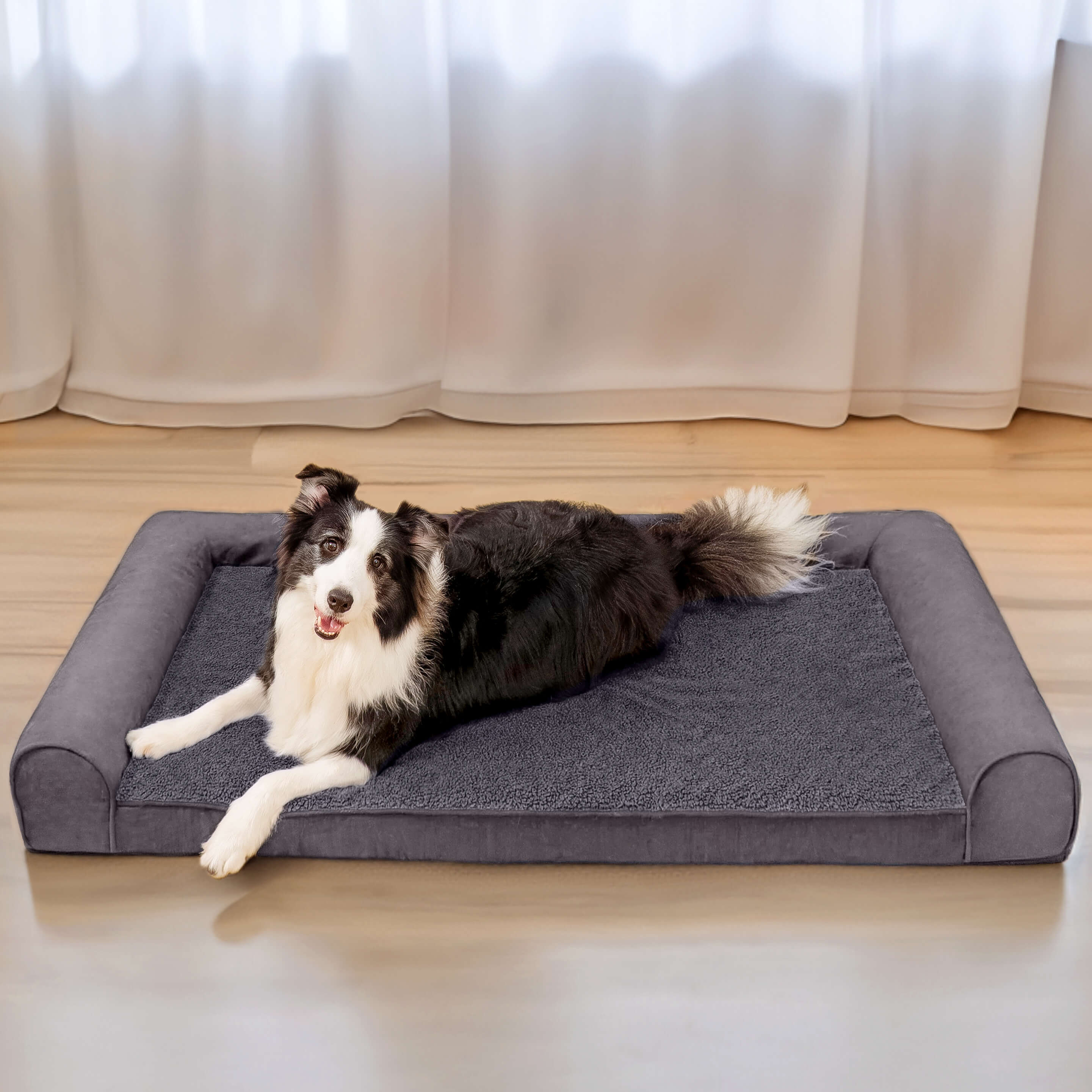 Faux Fleece & Suede Full Support Orthopedic Dog Bed - Image 15