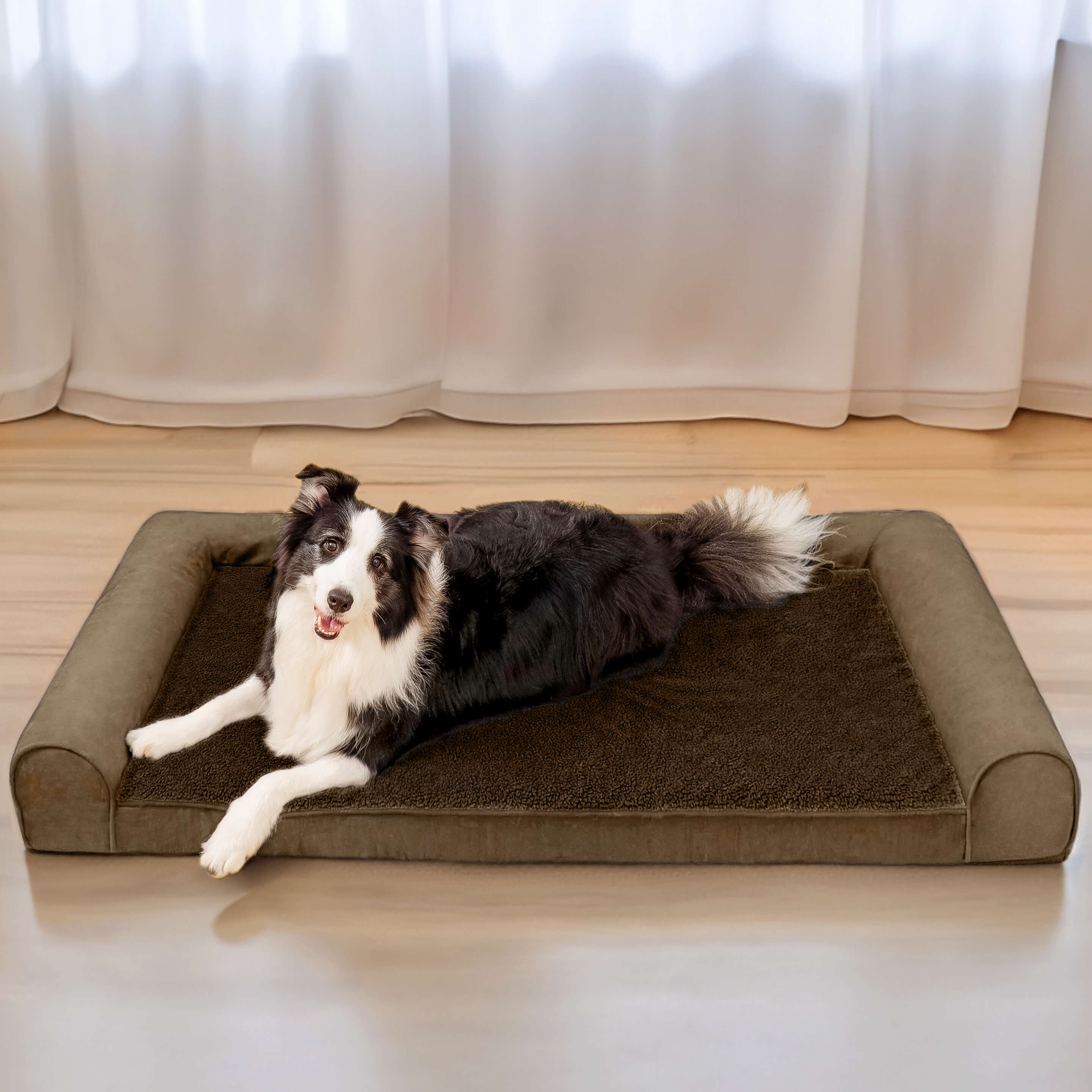 Faux Fleece & Suede Full Support Orthopedic Dog Bed - Image 17