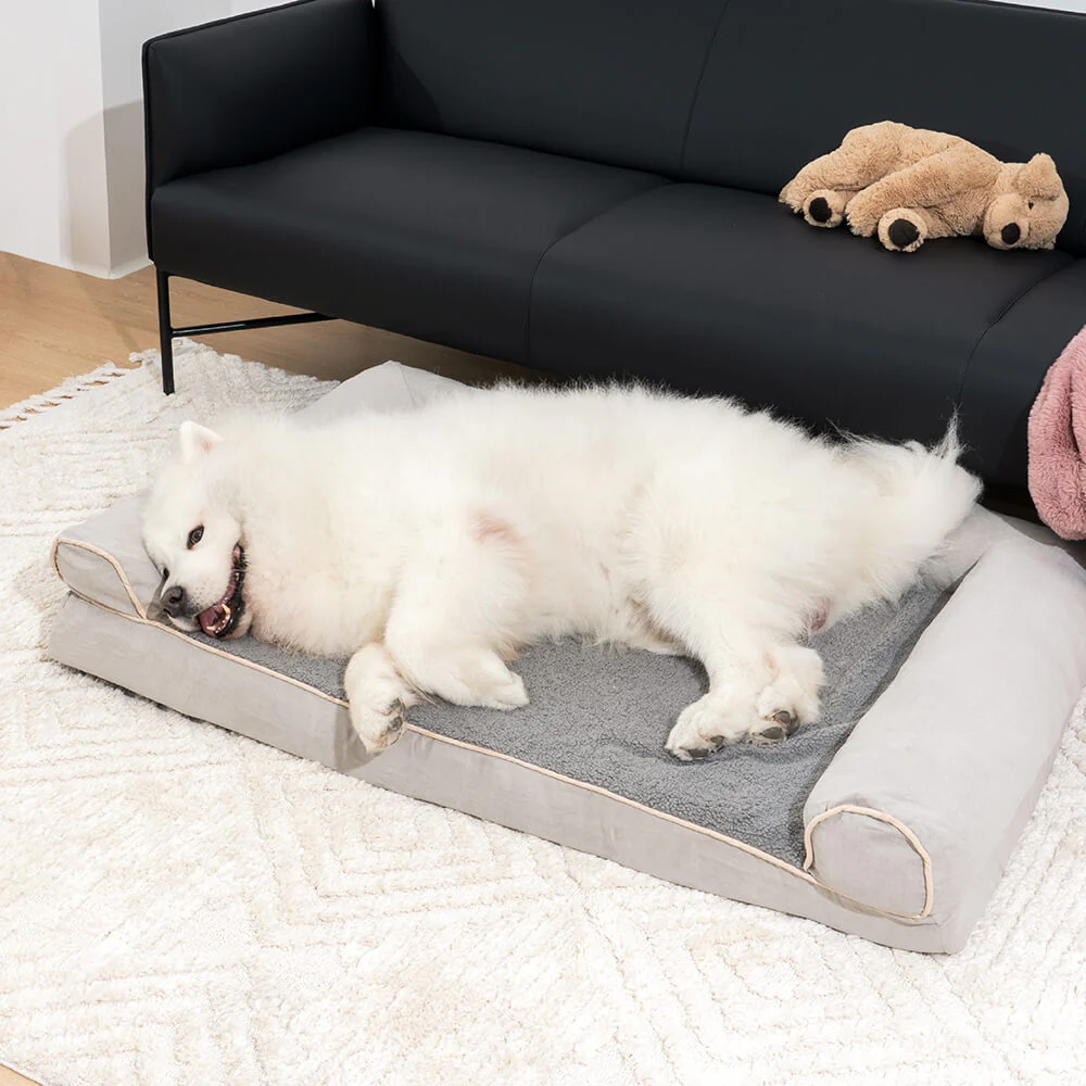 Faux Fleece & Suede Full Support Orthopedic Dog Bed - Image 3