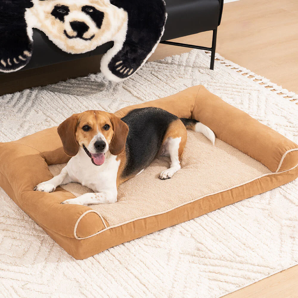 Faux Fleece & Suede Full Support Orthopedic Dog Bed - Image 4