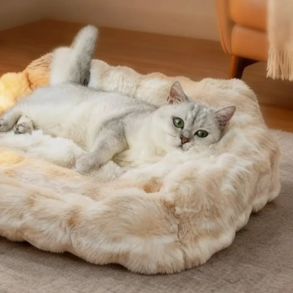 Faux Rabbit Velvet Fluffy Soft Dog And Cat Sofa Bed - Image 3