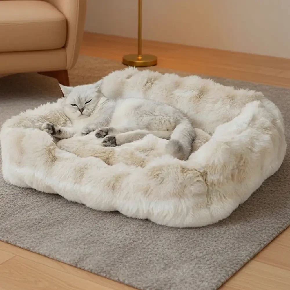 Faux Rabbit Velvet Fluffy Soft Dog And Cat Sofa Bed - Image 8
