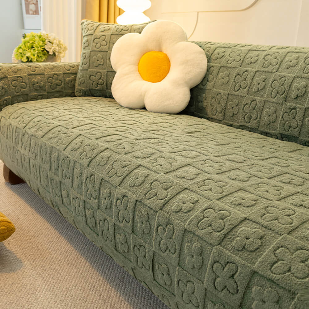 Floral Jacquard Fleece for Warmth Couch Cover - Image 10