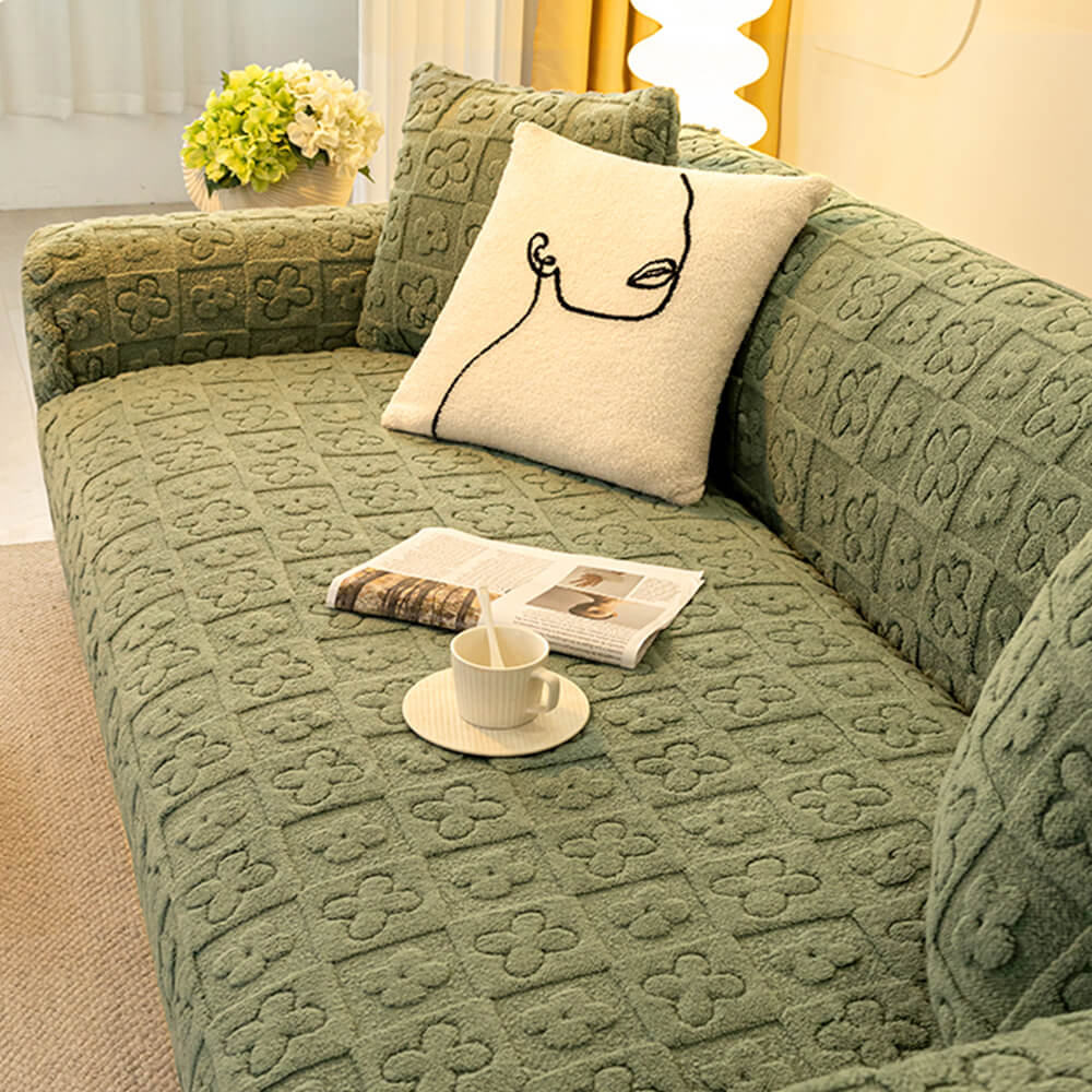 Floral Jacquard Fleece for Warmth Couch Cover - Image 11