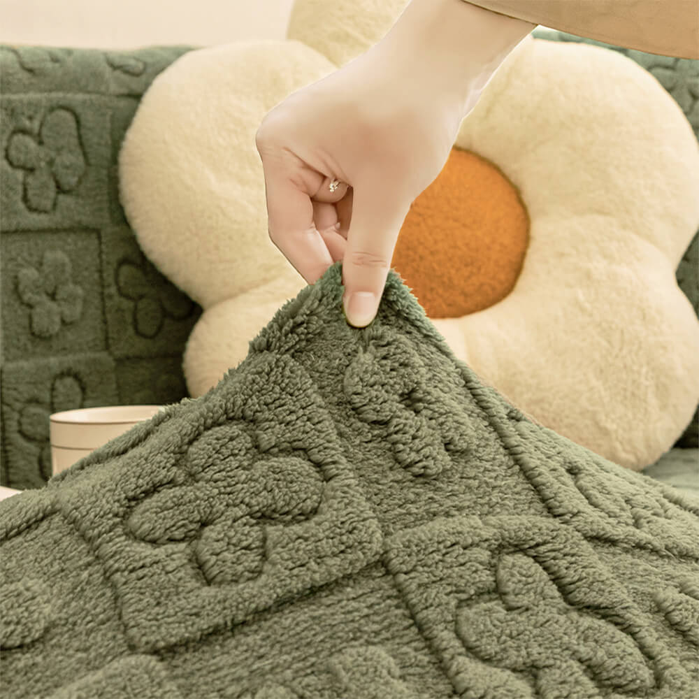 Floral Jacquard Fleece for Warmth Couch Cover - Image 6