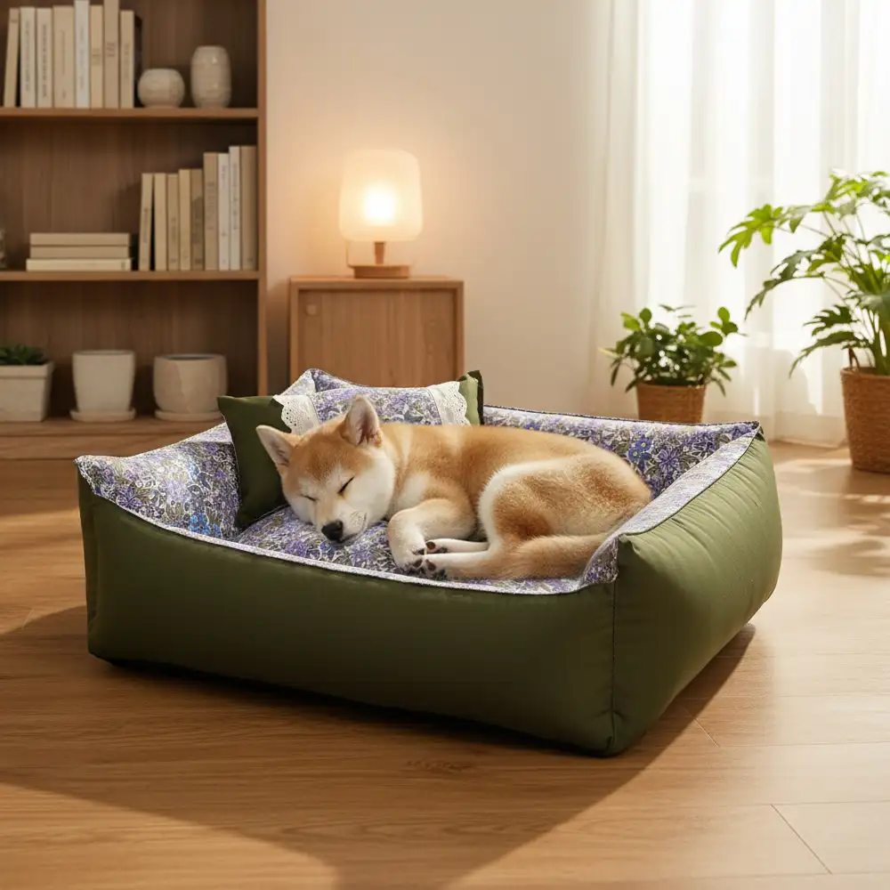 Floral Pattern Anti Static Washable All Season Dog Bed - Image 9