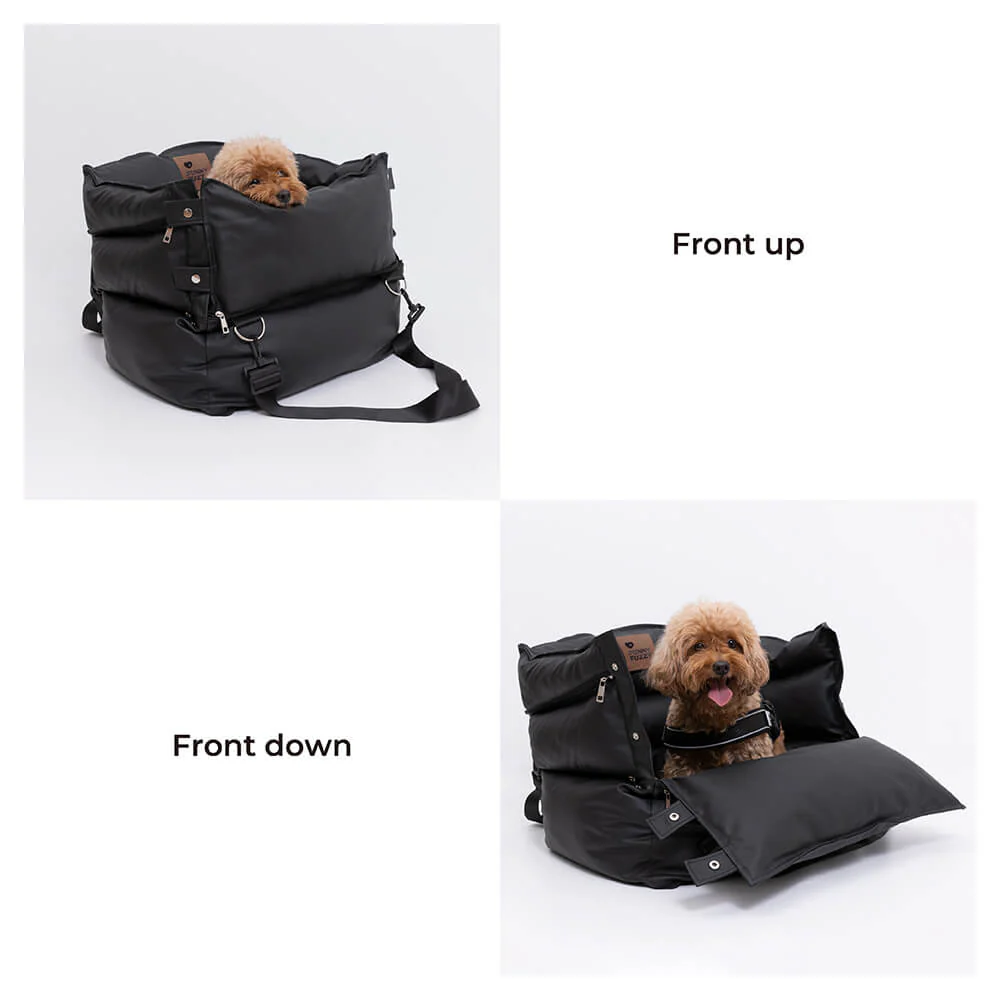 Full Leather Dog Pet Car Seat Bed - Fort - Image 5