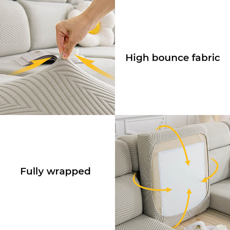 Fully Wrapped Herringbone Couch Cover - Image 5