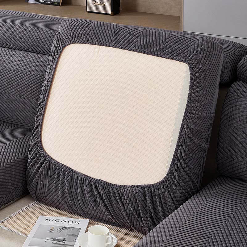 Fully Wrapped Herringbone Couch Cover - Image 9