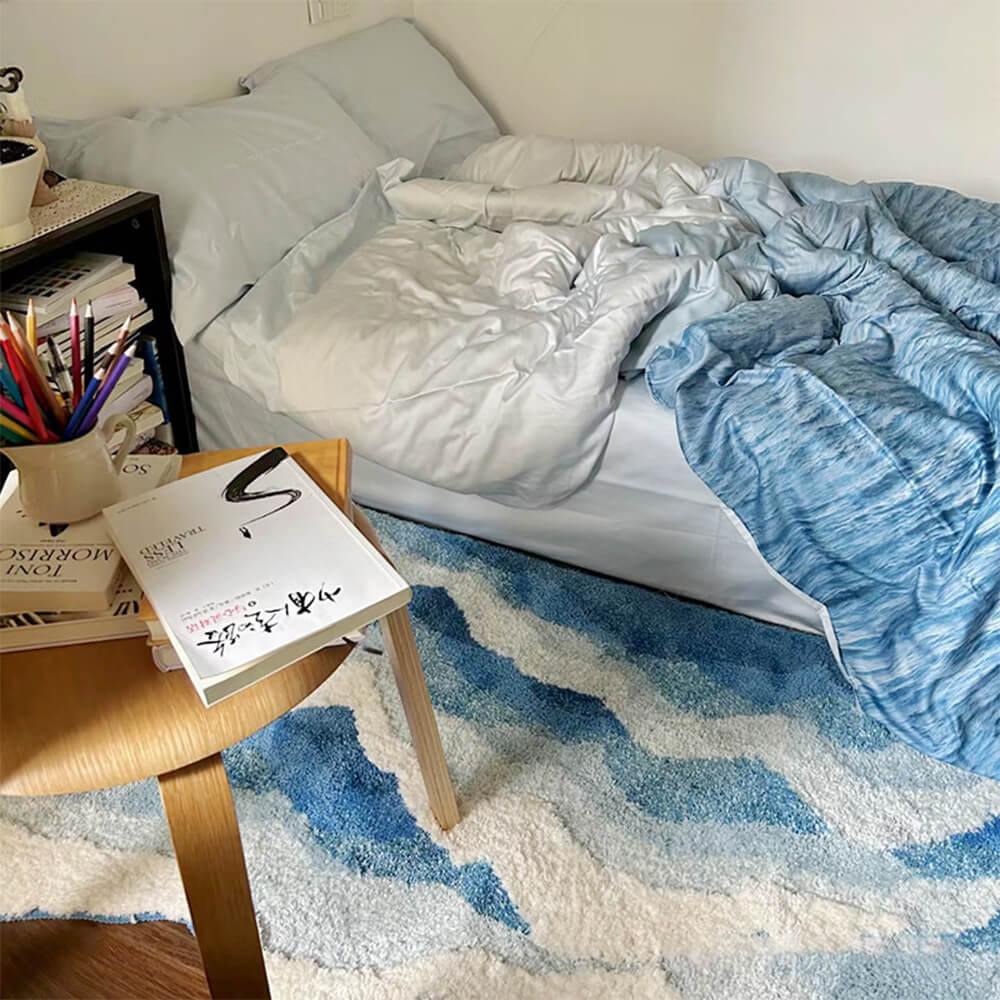 Hand-Tufted 3D Wave Pattern Carpet Luxury Textured Area Rug - Image 7