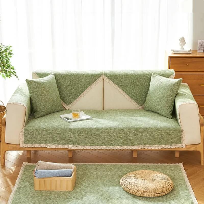 Hand-woven Cotton Linen Non-slip Couch Cover for All Seasons - Image 15