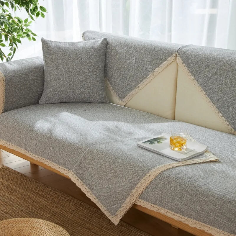 Hand-woven Cotton Linen Non-slip Couch Cover for All Seasons - Image 3