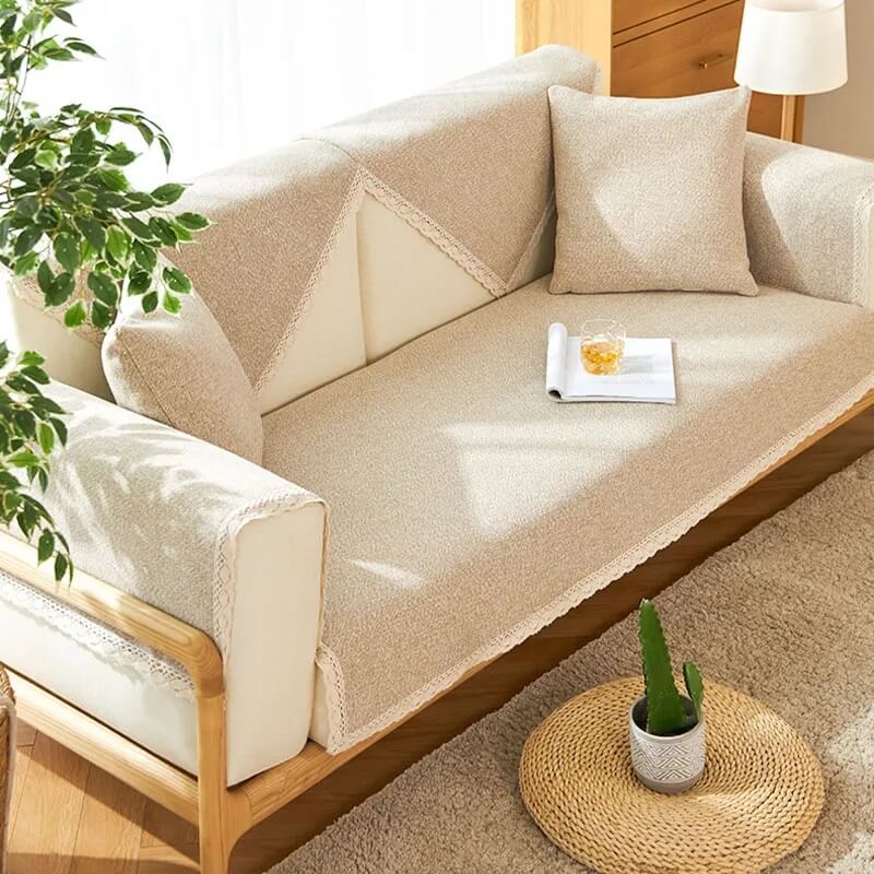 Hand-woven Cotton Linen Non-slip Couch Cover for All Seasons - Image 5