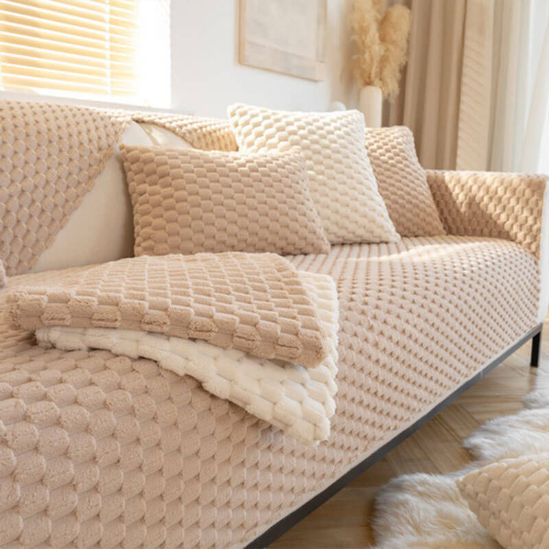 Honeycomb Plush Thickened Non-slip Couch Cover - Image 12