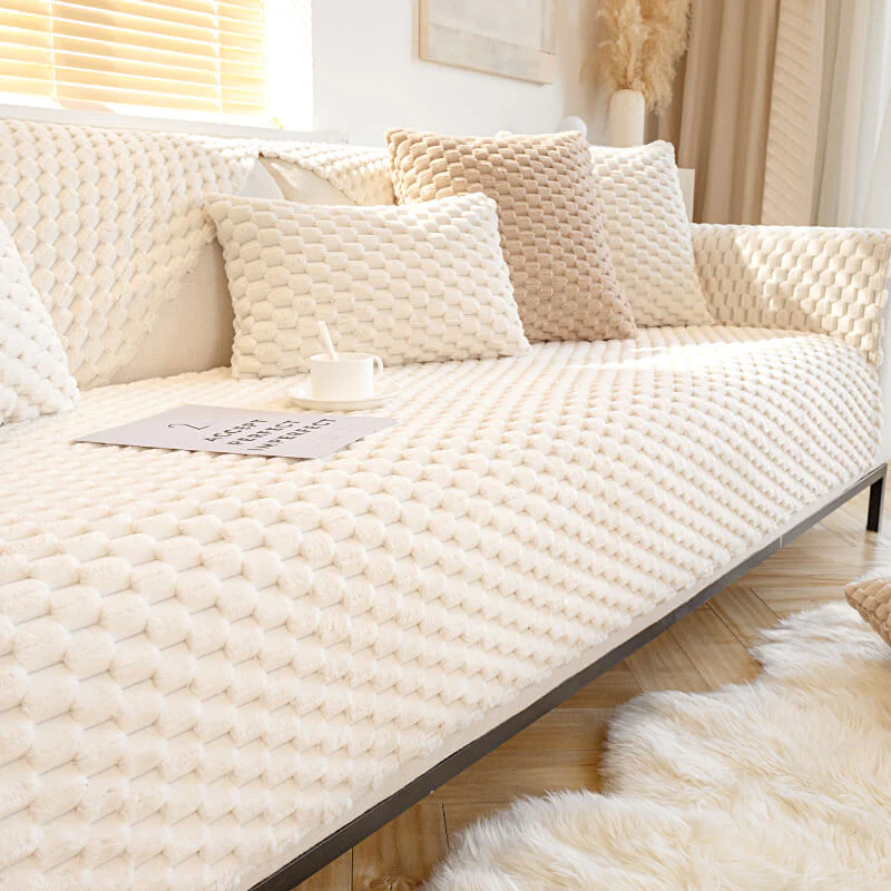 Honeycomb Plush Thickened Non-slip Couch Cover - Image 13
