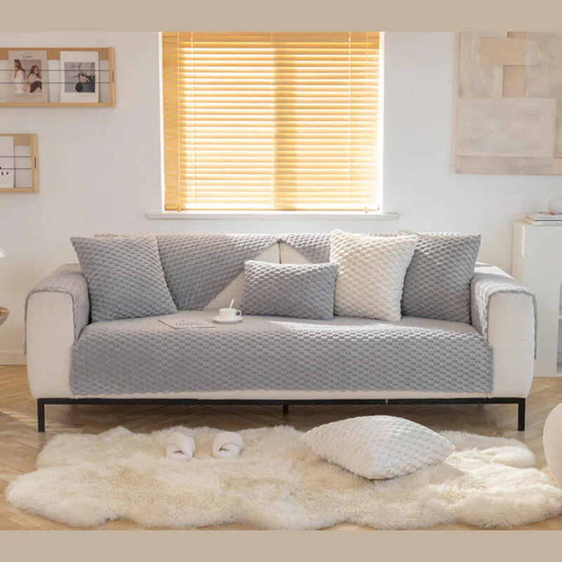 Honeycomb Plush Thickened Non-slip Couch Cover - Image 8