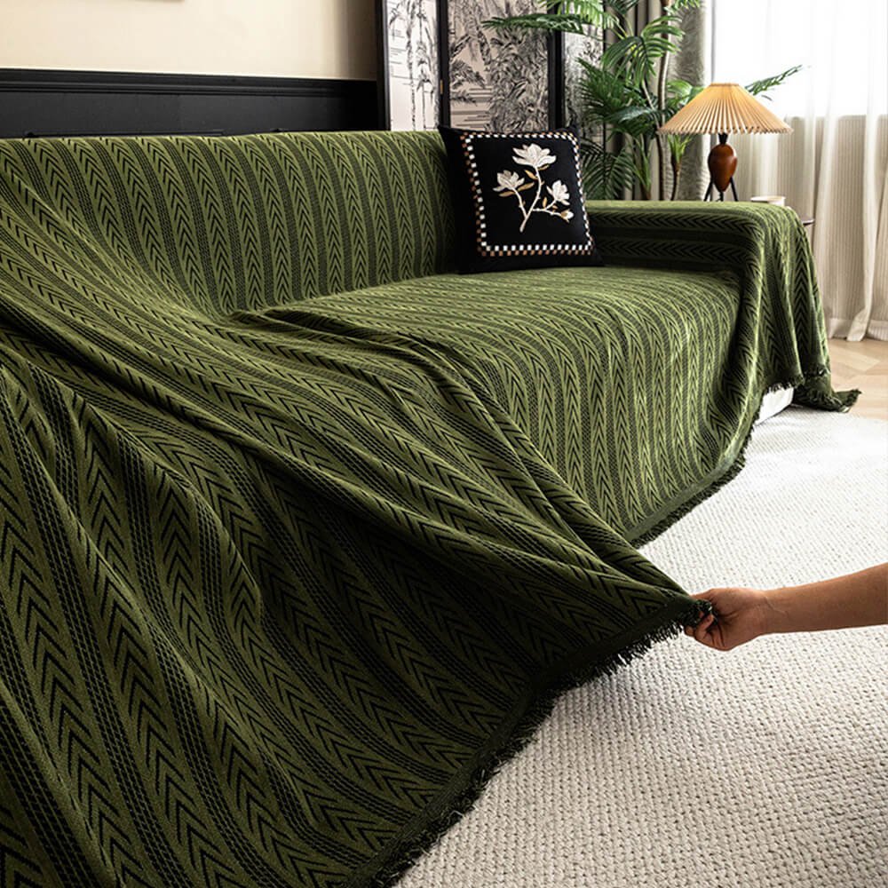 Jacquard Tassel Chenille Couch Cover - Image 5