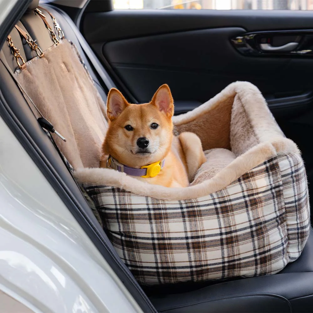 Large Classic Fluffy Booster Dog Car Seat-Keep Secure - Image 3