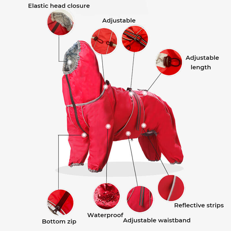 Large Dog Outdoor Jacket Waterproof Adjustable Dog Rain Coat - Image 5