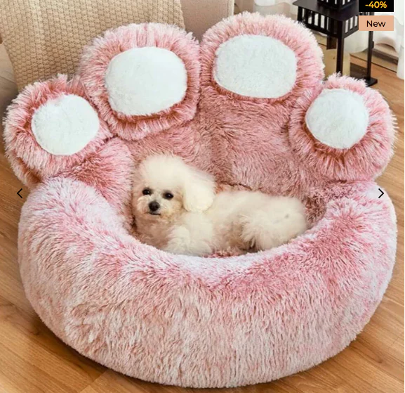 Large Round Dog Bed - Fuzzy Paw - Image 9