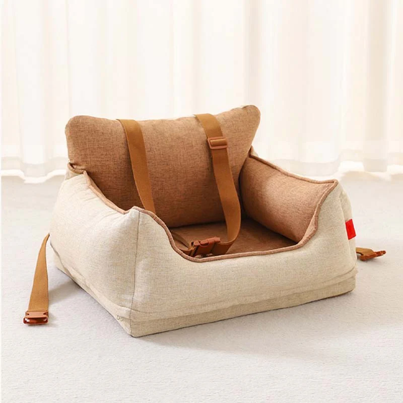 Light Coffee Waterproof Safety Dog Car Seat Bed - Image 10