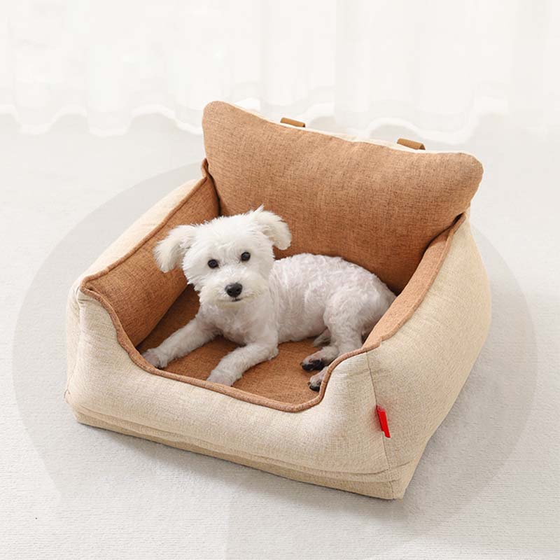 Light Coffee Waterproof Safety Dog Car Seat Bed - Image 12