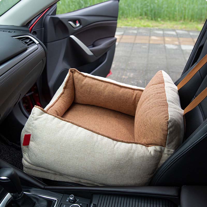 Light Coffee Waterproof Safety Dog Car Seat Bed - Image 13