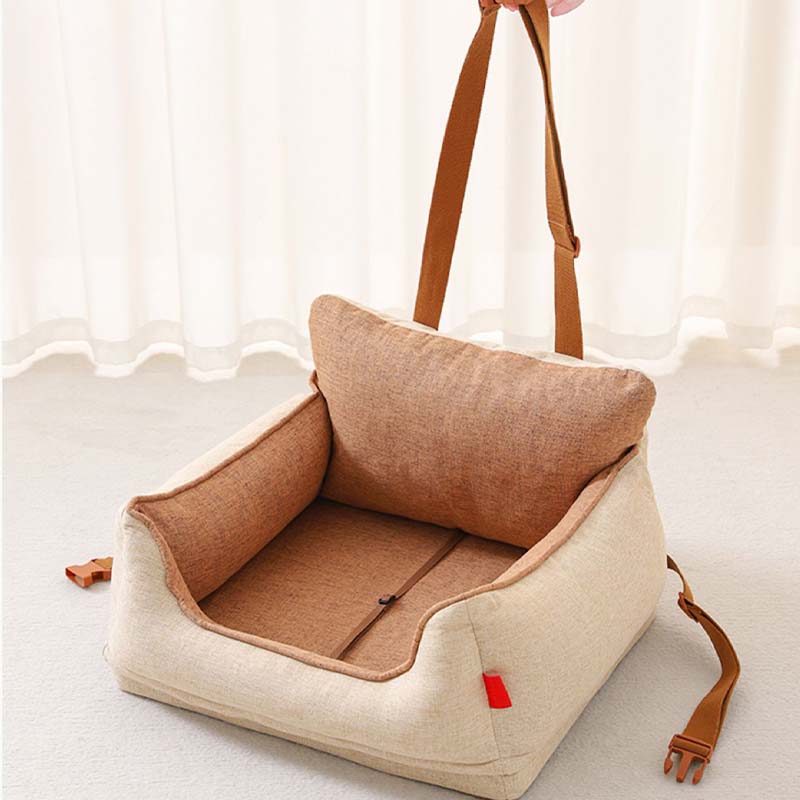 Light Coffee Waterproof Safety Dog Car Seat Bed - Image 14