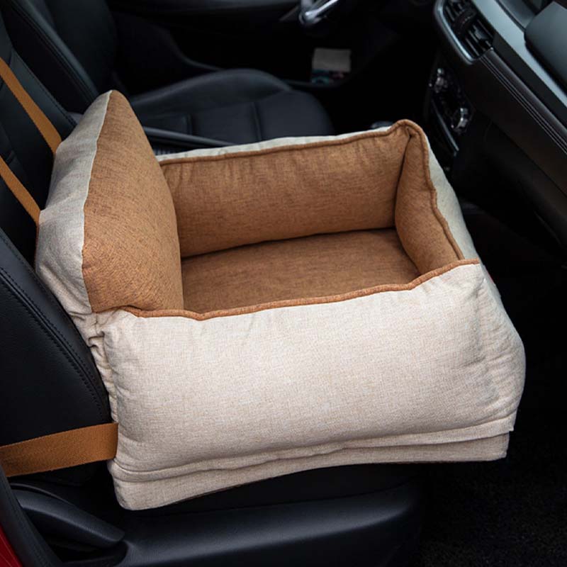 Light Coffee Waterproof Safety Dog Car Seat Bed - Image 3