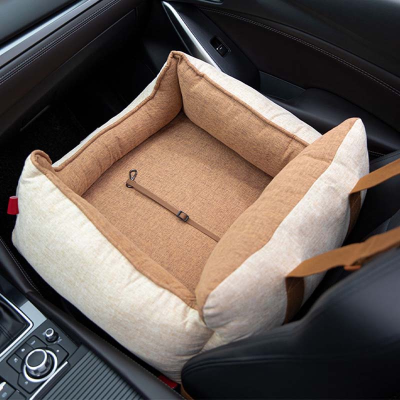 Light Coffee Waterproof Safety Dog Car Seat Bed - Image 7
