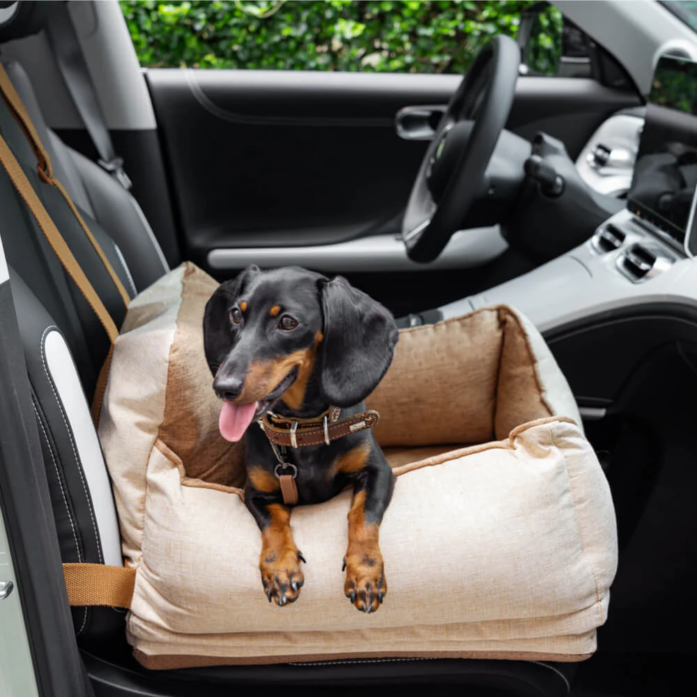 Light Coffee Waterproof Safety Dog Car Seat Bed - Image 8