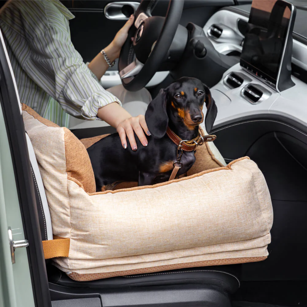 Light Coffee Waterproof Safety Dog Car Seat Bed - Image 9