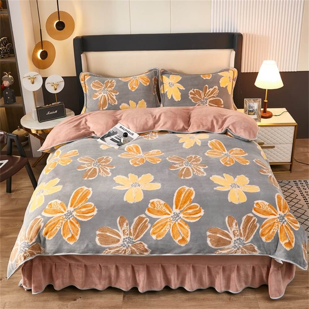 Light Luxury Thickened Milk Fleece Warm Bed Sheet Set - Image 10