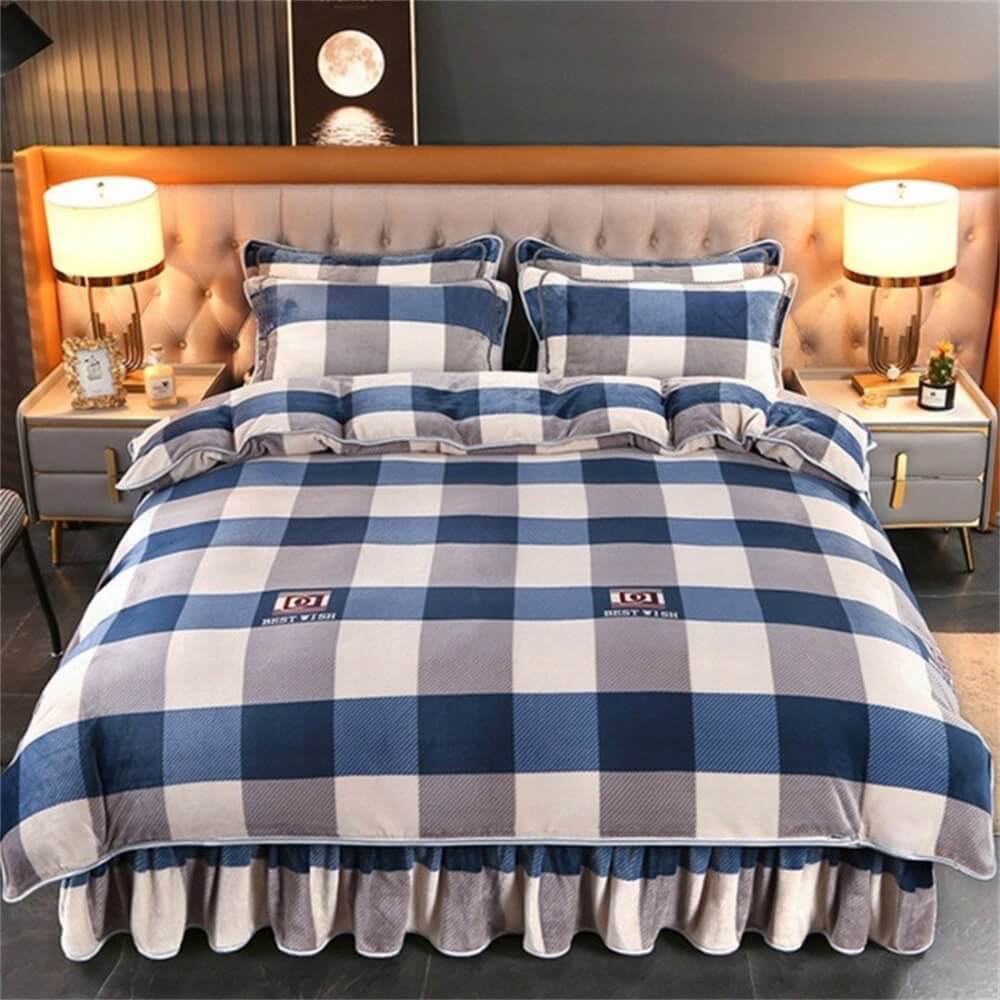 Light Luxury Thickened Milk Fleece Warm Bed Sheet Set - Image 8