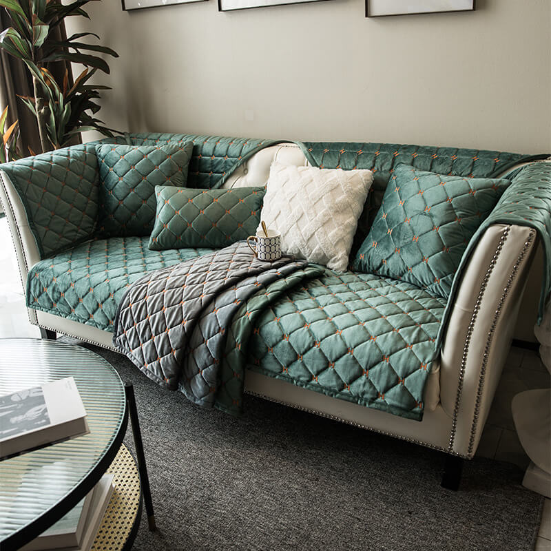 Luxury Quilted Velvet Non-Slip Couch Cover - Image 12