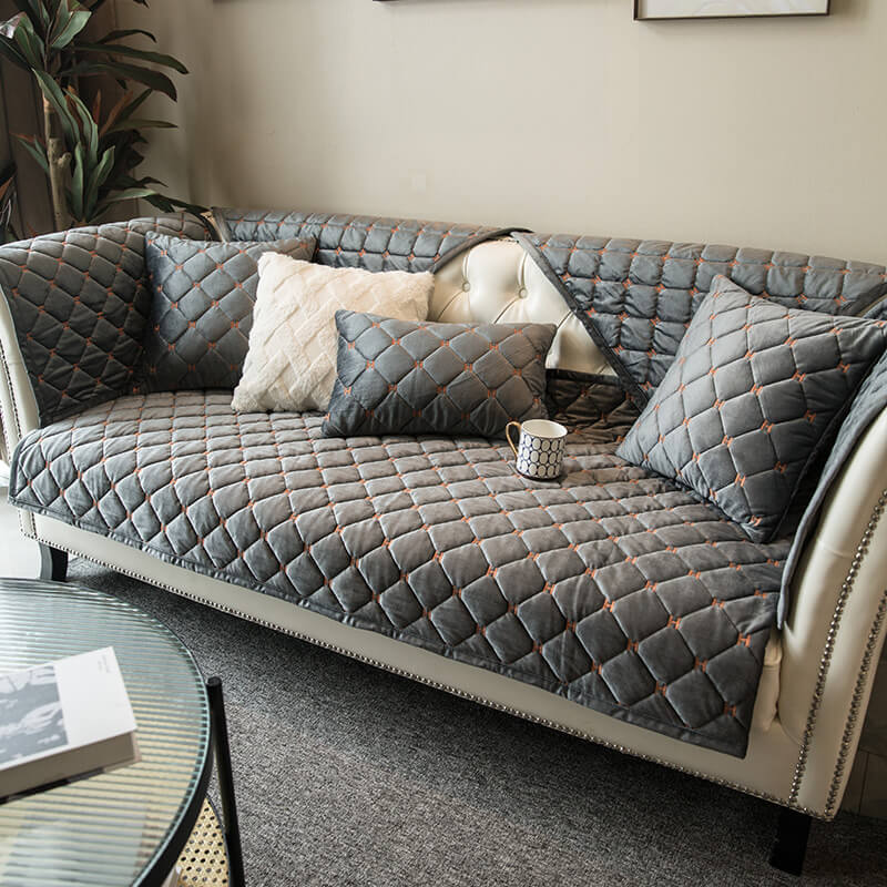 Luxury Quilted Velvet Non-Slip Couch Cover - Image 8