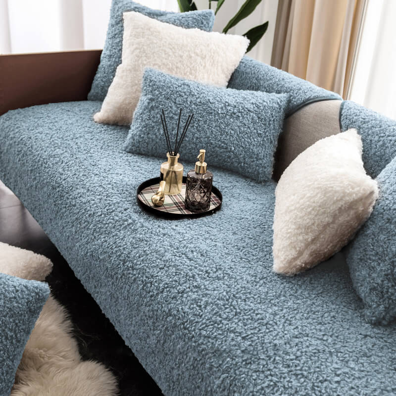 Luxury Warm Fleece Furniture Protective Mat Non-Slip Couch Cover - Image 3