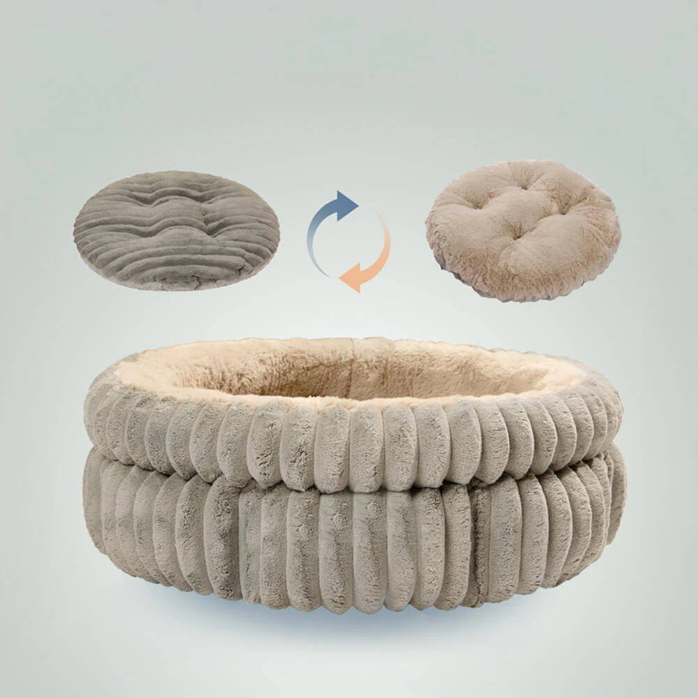 Minimalism Round Warm Milk Velvet Faux Rabbit Fur Dog & Cat Bed - Image 3