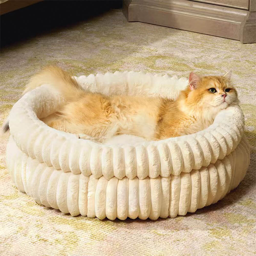 Minimalism Round Warm Milk Velvet Faux Rabbit Fur Dog & Cat Bed - Image 5