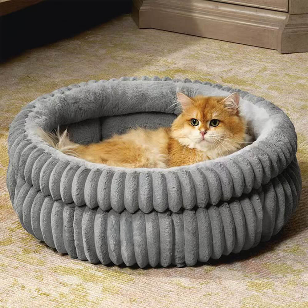 Minimalism Round Warm Milk Velvet Faux Rabbit Fur Dog & Cat Bed - Image 6