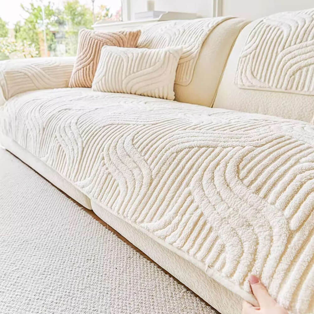 Modern Geometric Soft Plush Non-slip Sofa Protector Couch Cover - Image 10