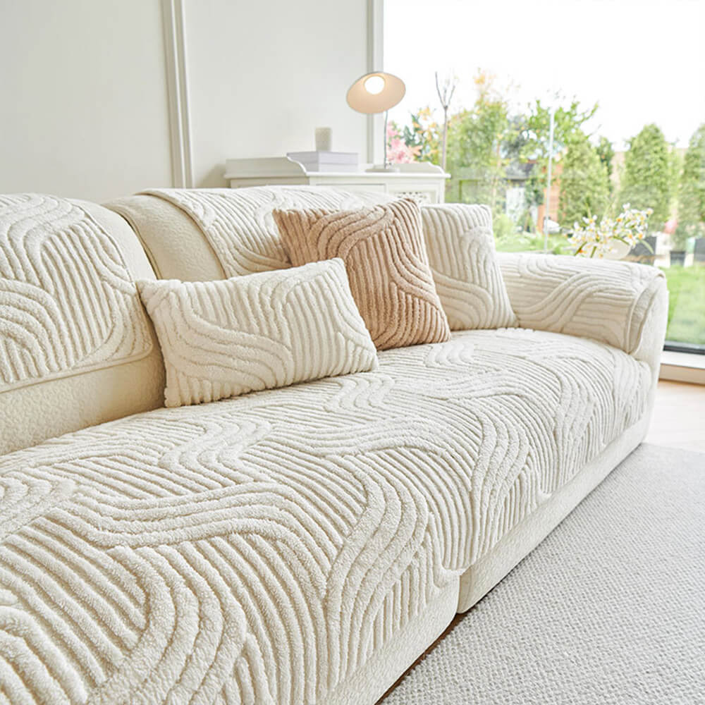 Modern Geometric Soft Plush Non-slip Sofa Protector Couch Cover - Image 6