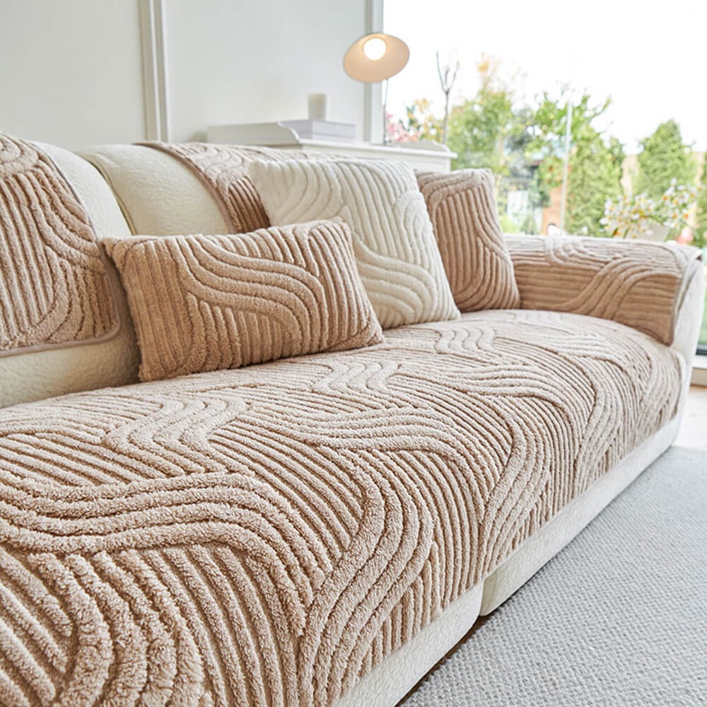 Modern Geometric Soft Plush Non-slip Sofa Protector Couch Cover - Image 7