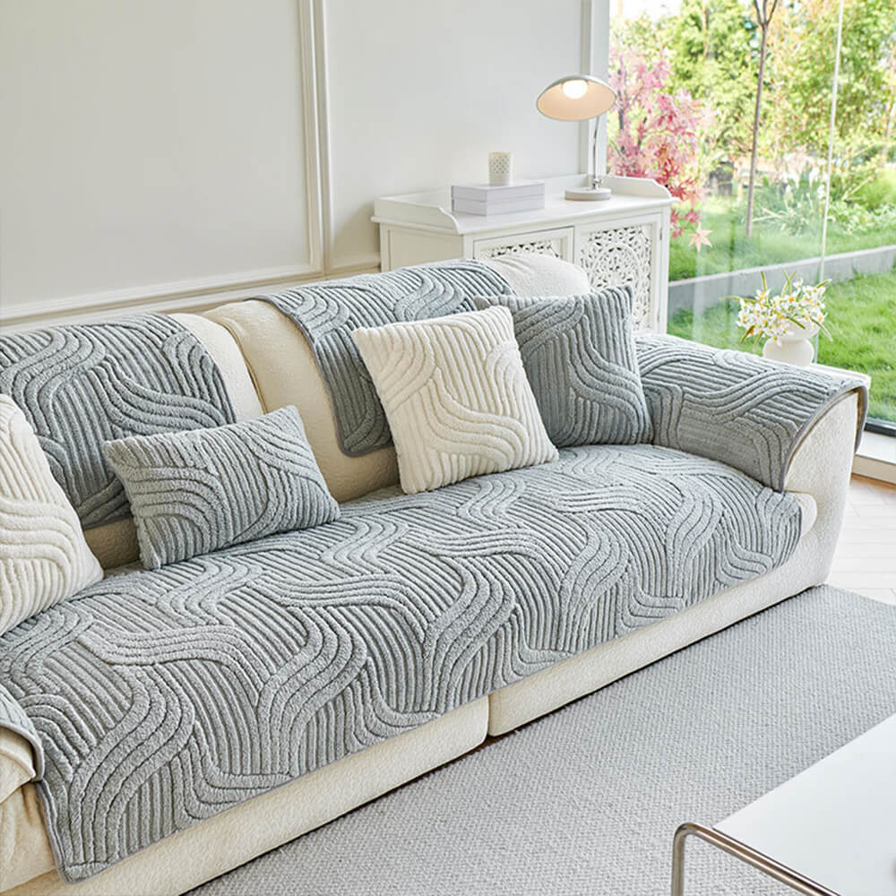 Modern Geometric Soft Plush Non-slip Sofa Protector Couch Cover - Image 8
