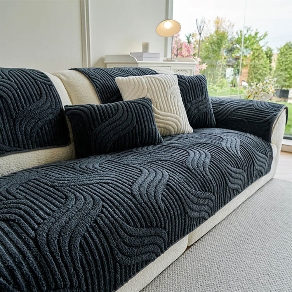Modern Geometric Soft Plush Non-slip Sofa Protector Couch Cover - Image 9