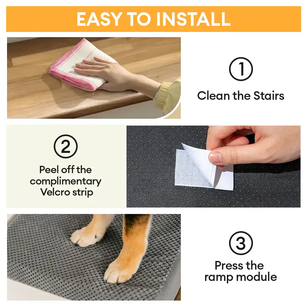 Modular Foam Dog Ramp Stairs for Staircase Stairs with Velcro - Image 11