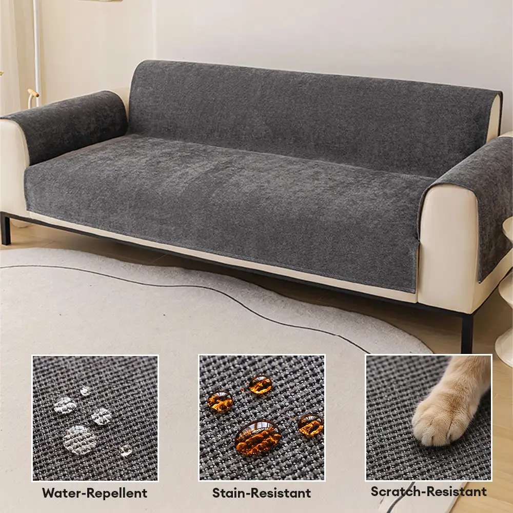 One-Piece Chenille Scratch-Resistant Durable Water-Repellent Non-Slip Couch Cover - Image 6